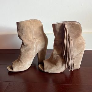 Dolce Vita Nude Suede Fringe Booties